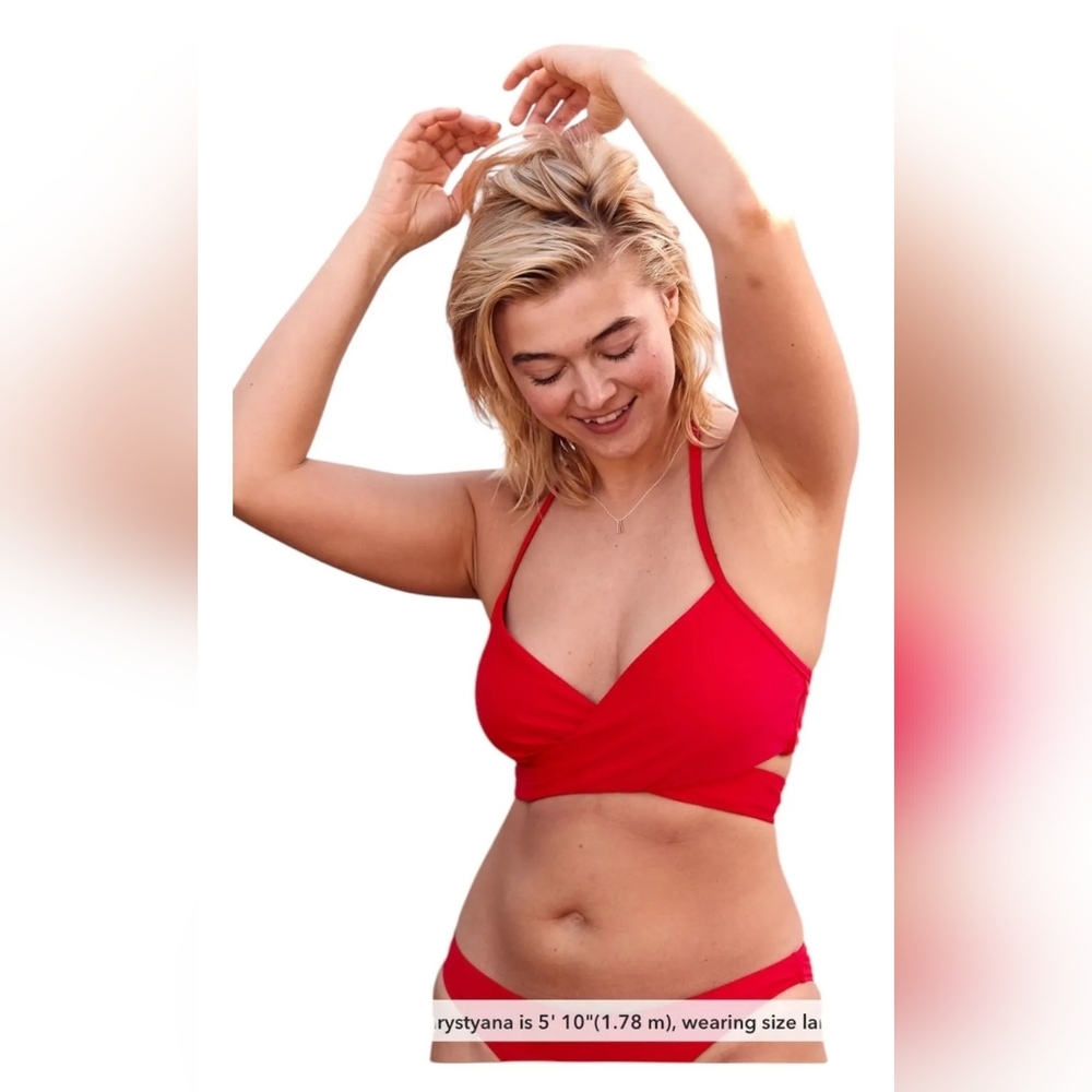 NWT Aerie Wrap Bikini Top Chilly Red Size Small